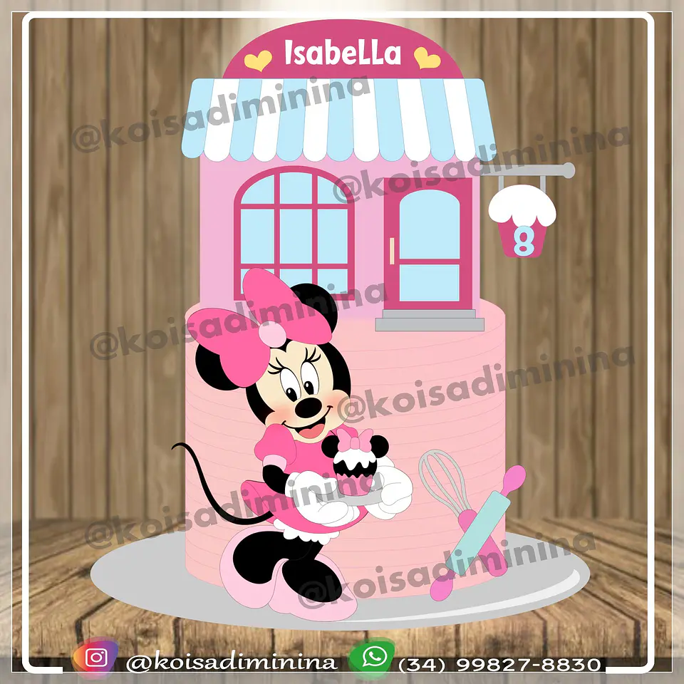 Arquivo de Corte Topo de Bolo Minnie Confeiteira 1 1