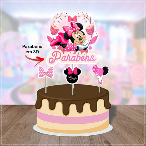 Arquivo de Corte Topo de Bolo Minnie Rosa 42