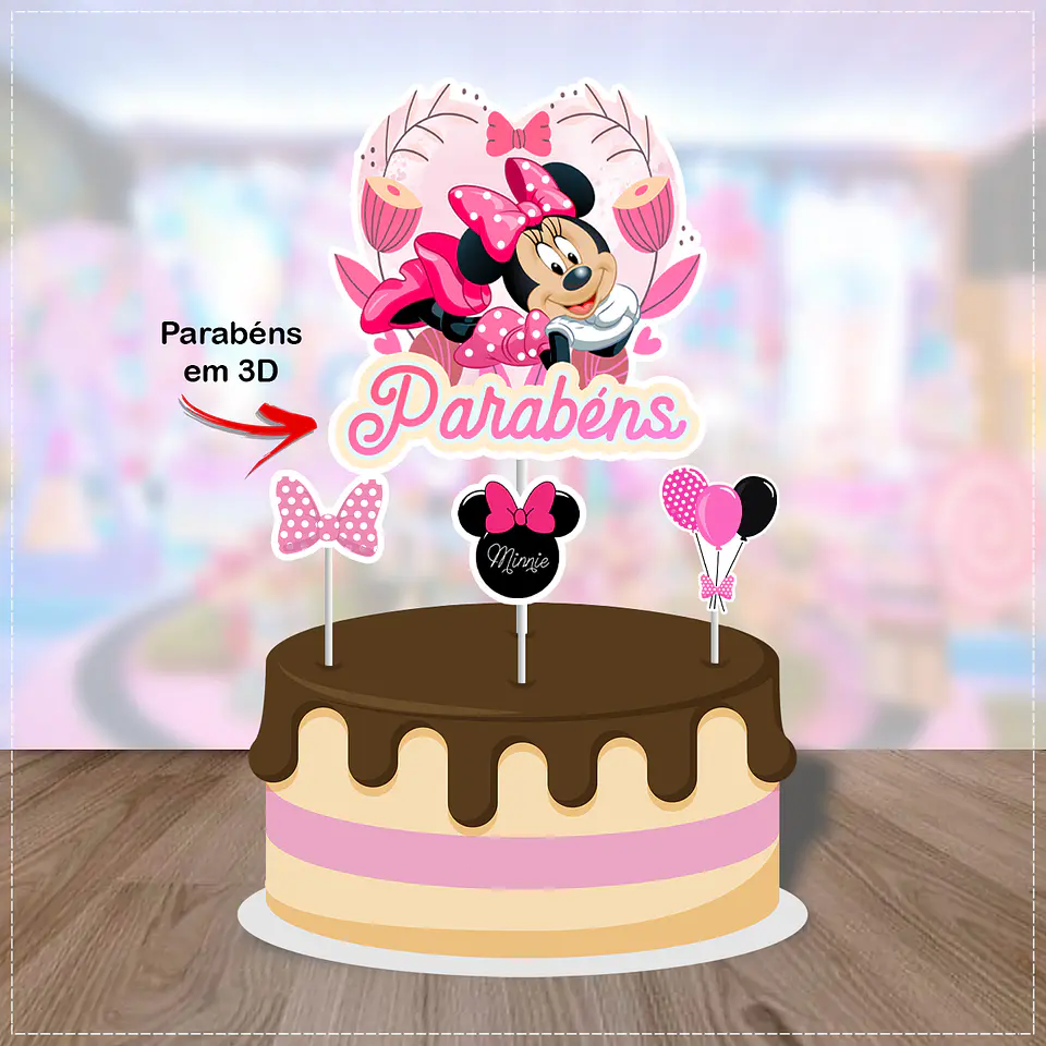 Arquivo de Corte Topo de Bolo Minnie Rosa 42 1