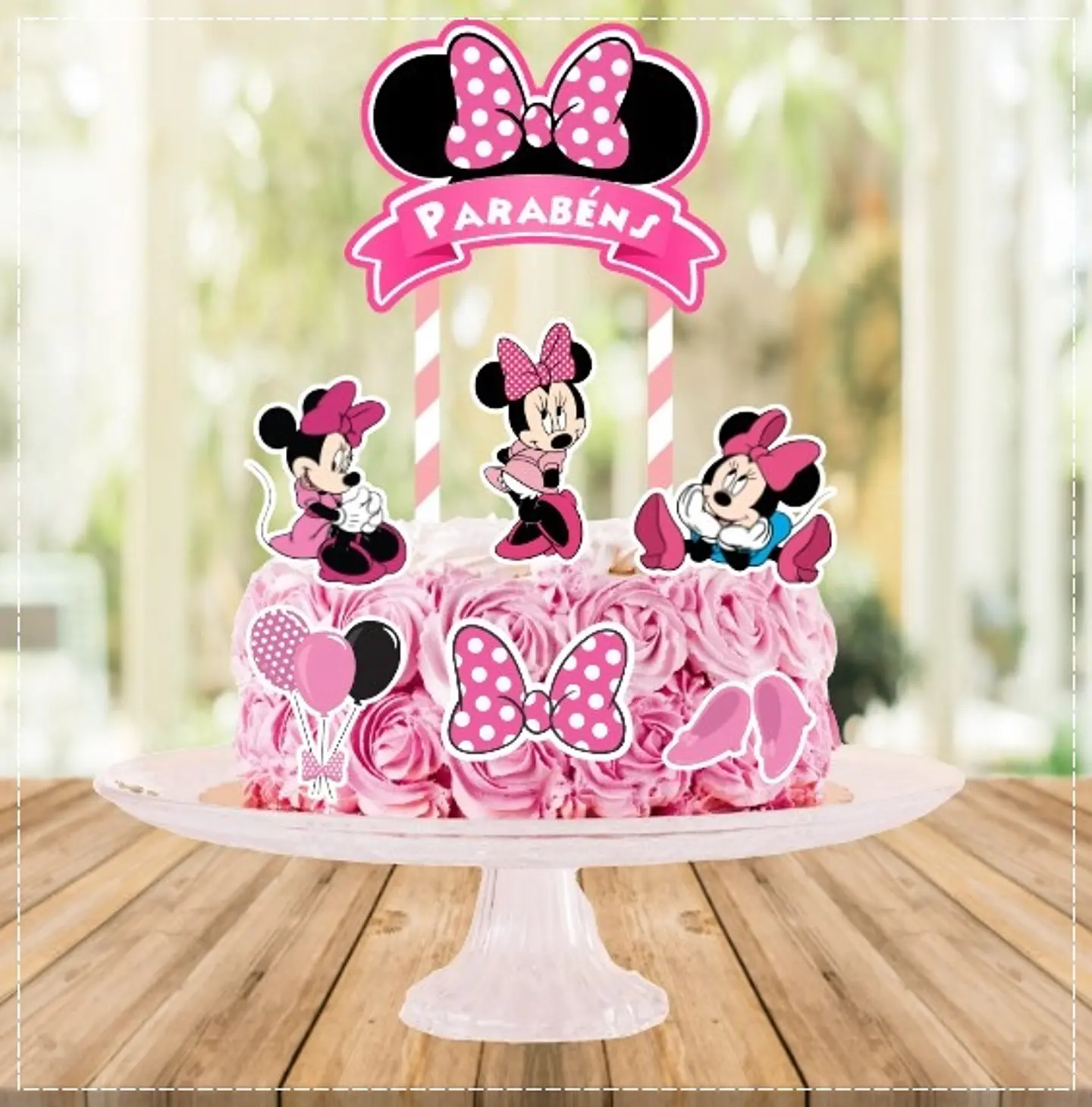 Arquivo de Corte Topo de Bolo Minnie Rosa 40 1
