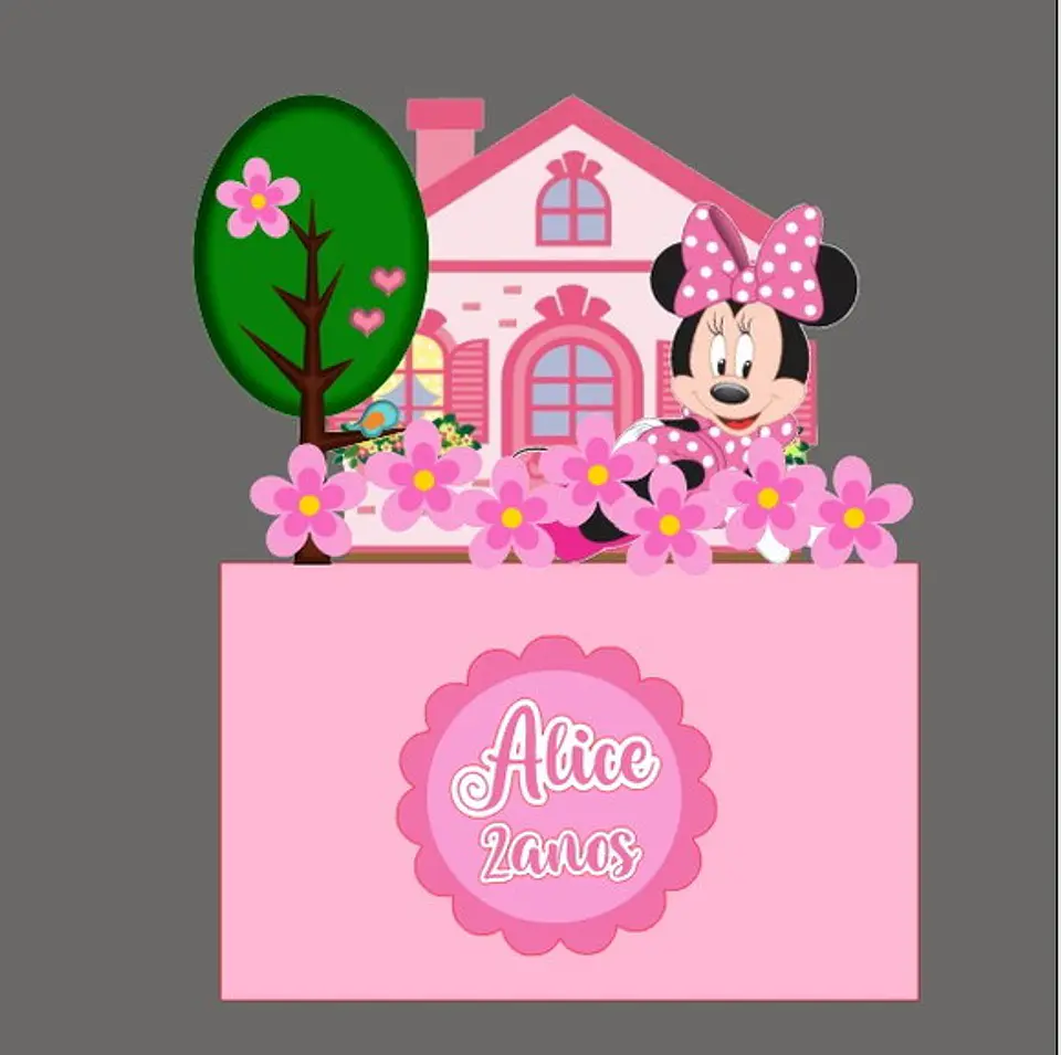 Arquivo de Corte Topo de Bolo Minnie Rosa 33 1