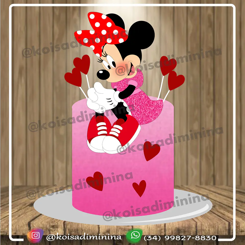 Arquivo de Corte Topo de Bolo Minnie Rosa 20 1