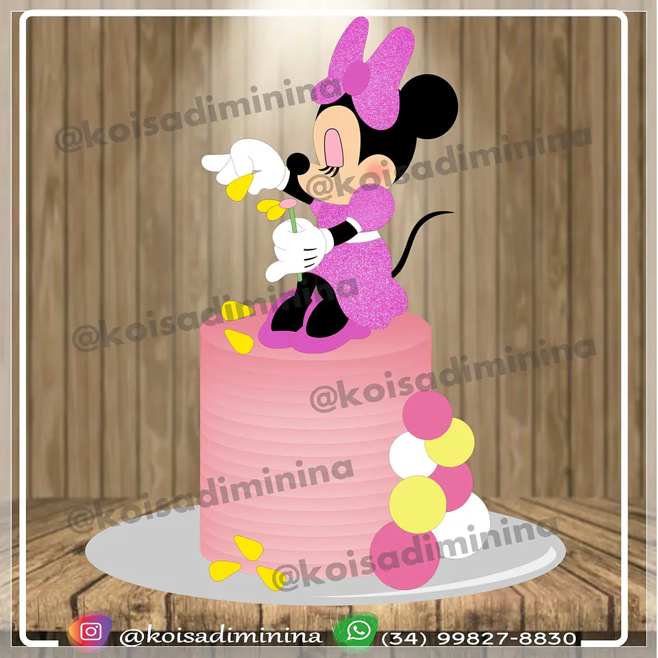 Arquivo de Corte Topo de Bolo Minnie Rosa 18 1