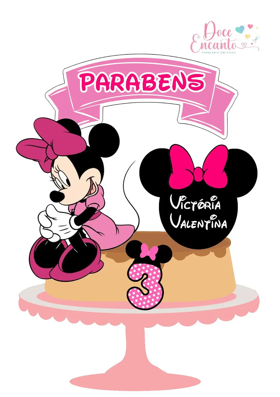 Arquivo de Corte Topo de Bolo Minnie Rosa 12 1