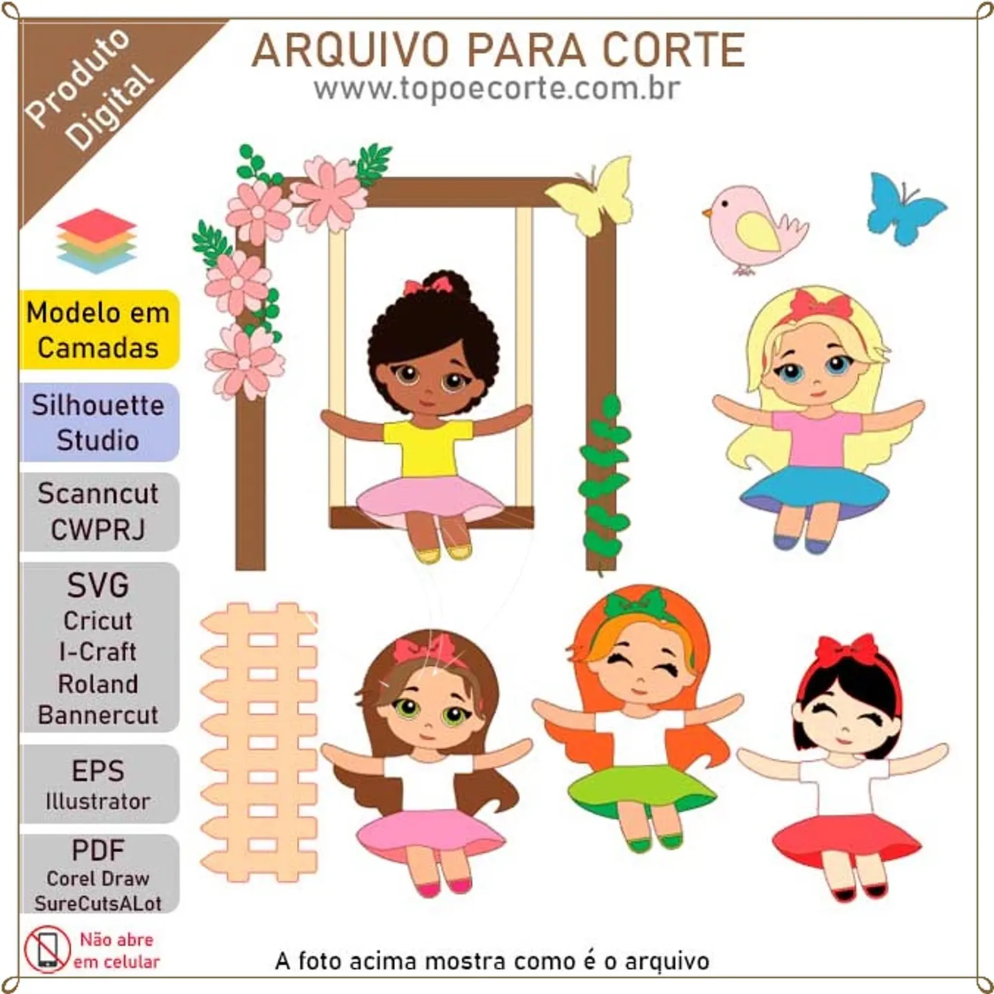 Arquivo de Corte Topo de Bolo Menina 65 1