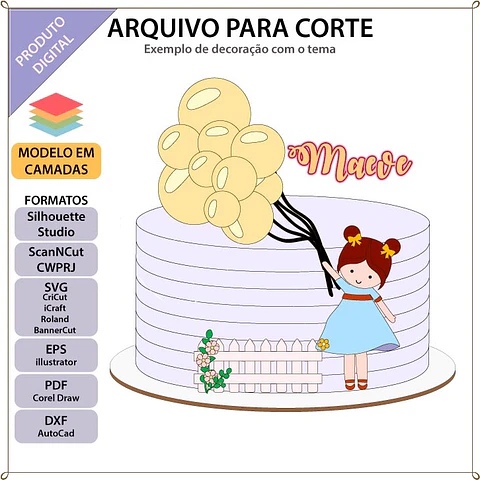 Arquivo de Corte Topo de Bolo Menina 59