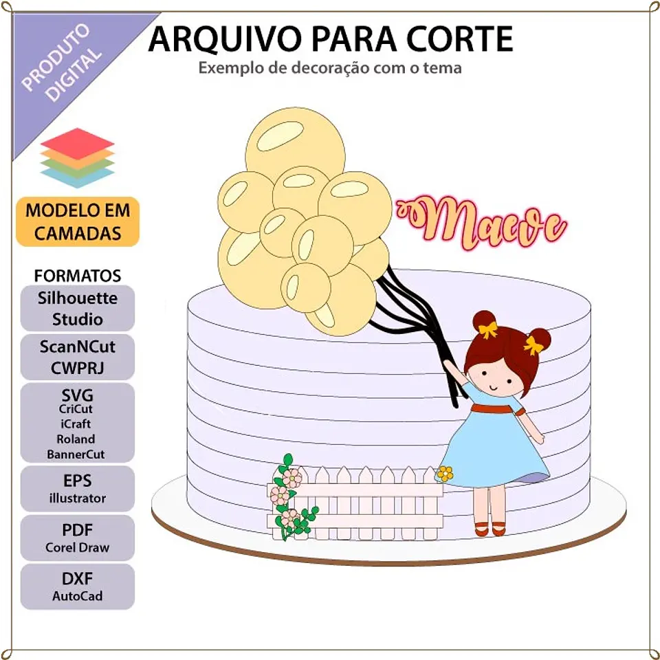 Arquivo de Corte Topo de Bolo Menina 59 1