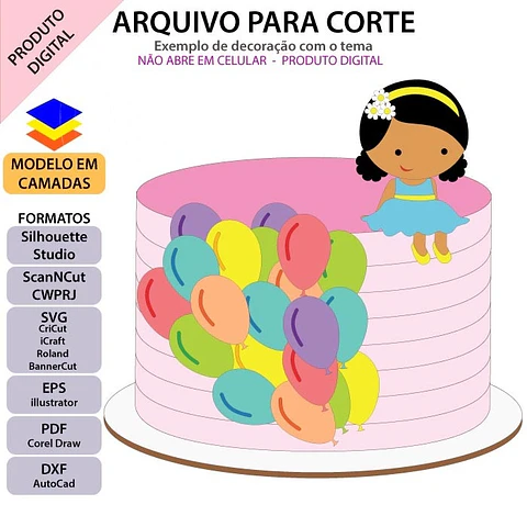 Arquivo de Corte Topo de Bolo Menina 52