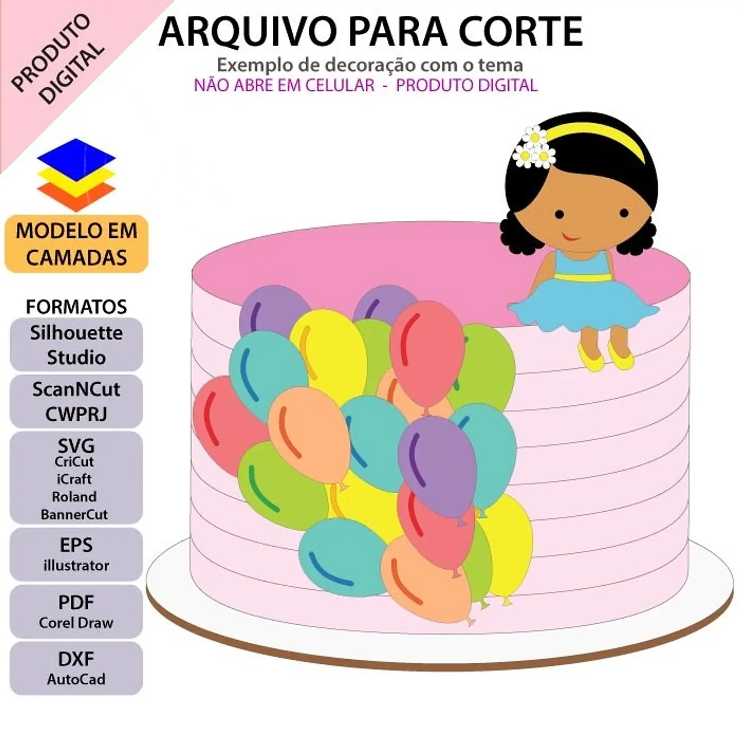 Arquivo de Corte Topo de Bolo Menina 52 1