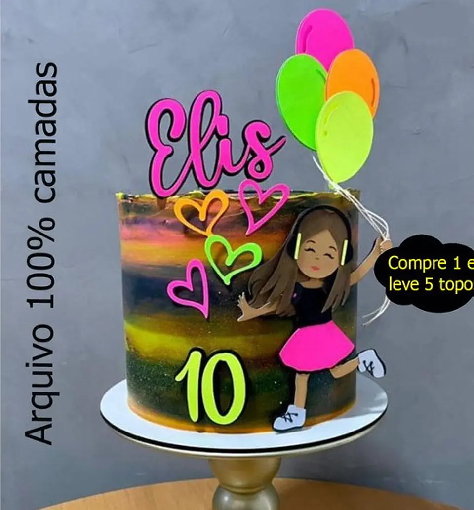 Arquivo de Corte Topo de Bolo Menina 9 1