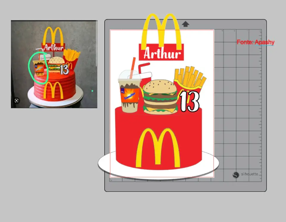 Arquivo de Corte Topo de Bolo Mc Donalds 1 1
