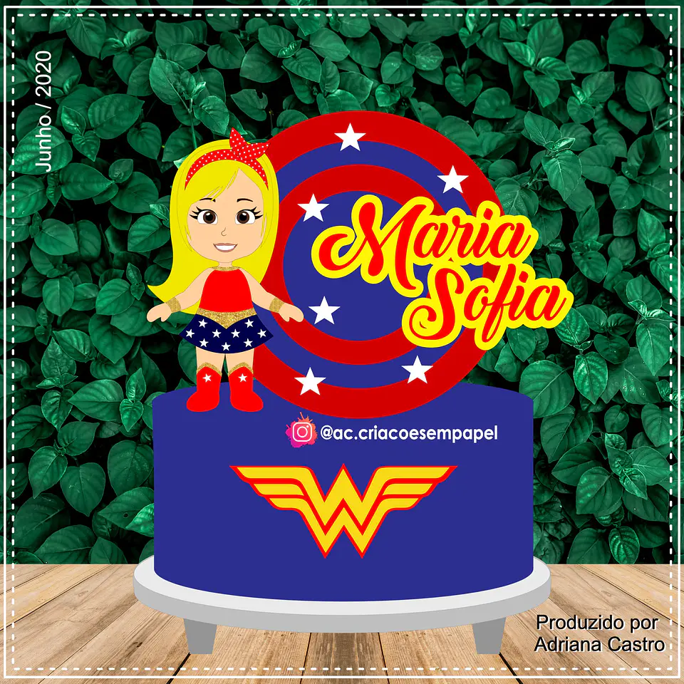 Arquivo de Corte Topo de Bolo Mulher Maravilha 38 1