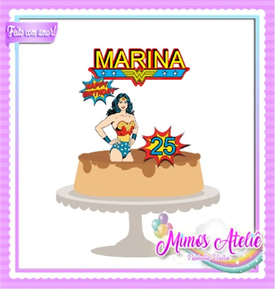 Arquivo de Corte Topo de Bolo Mulher Maravilha 8 1