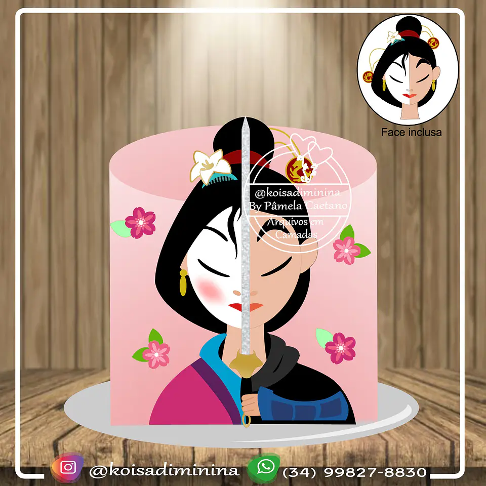 Arquivo de Corte Topo de Bolo Mulan 5 1