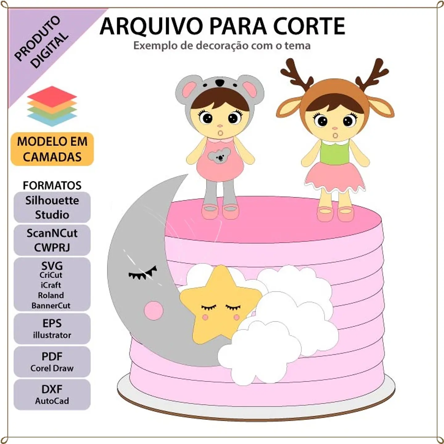 Arquivo de Corte Topo de Bolo Metoo Doll 6 1
