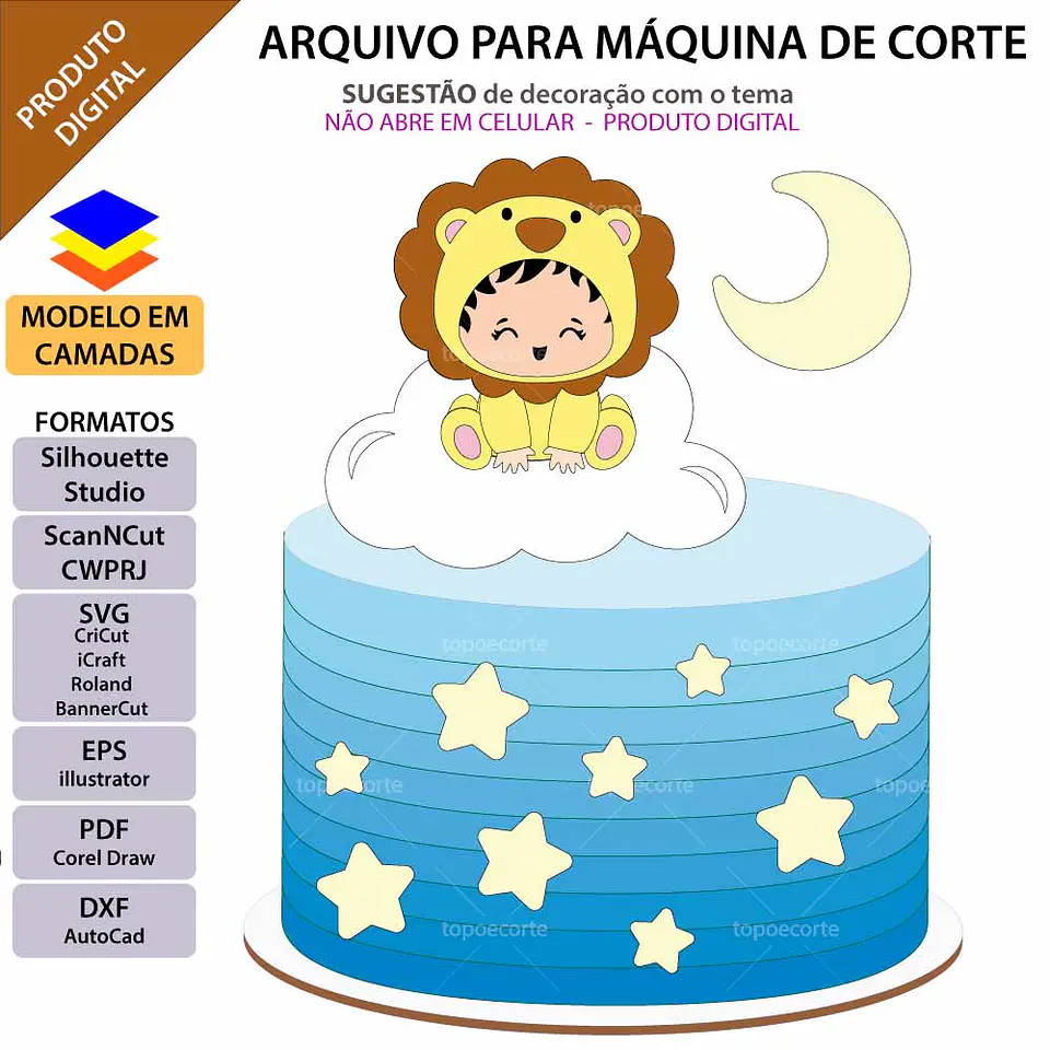 Arquivo de Corte Topo de Bolo Leão Leãozinho 2 1
