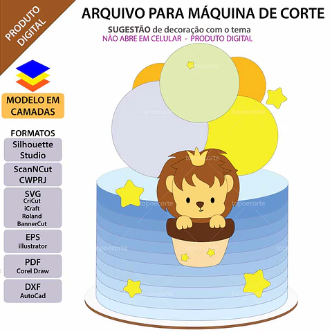 Arquivo de Corte Topo de Bolo Leão Leãozinho 1
