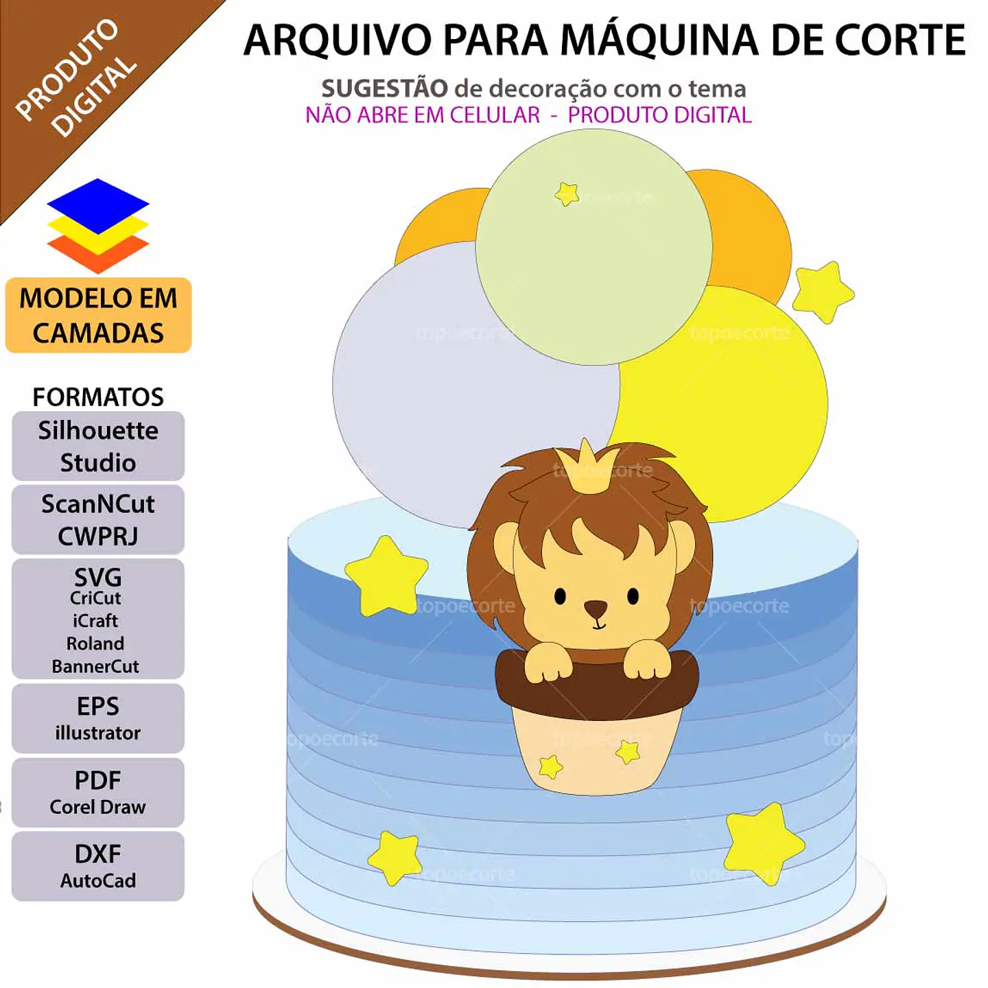 Arquivo de Corte Topo de Bolo Leão Leãozinho 1 1