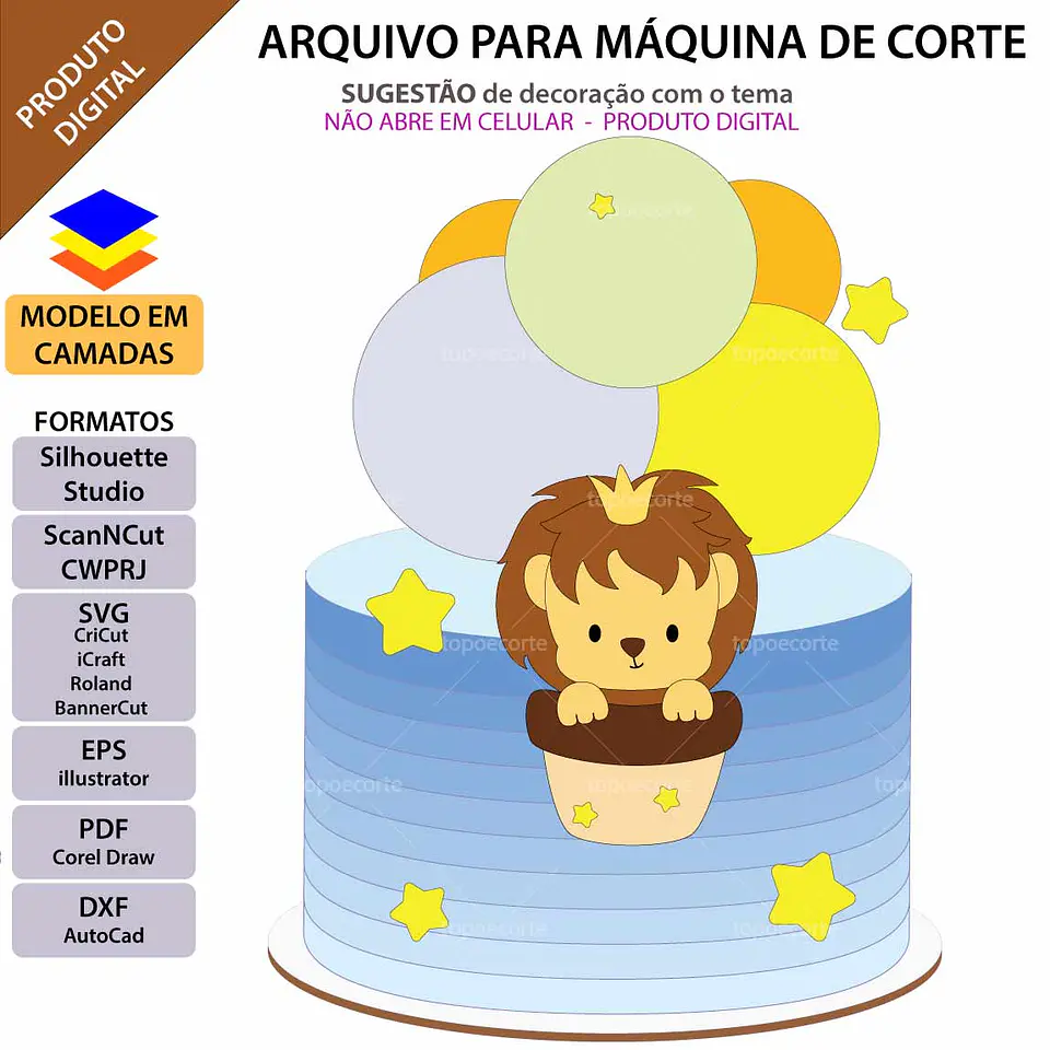 Arquivo de Corte Topo de Bolo Leão Leãozinho 1 1