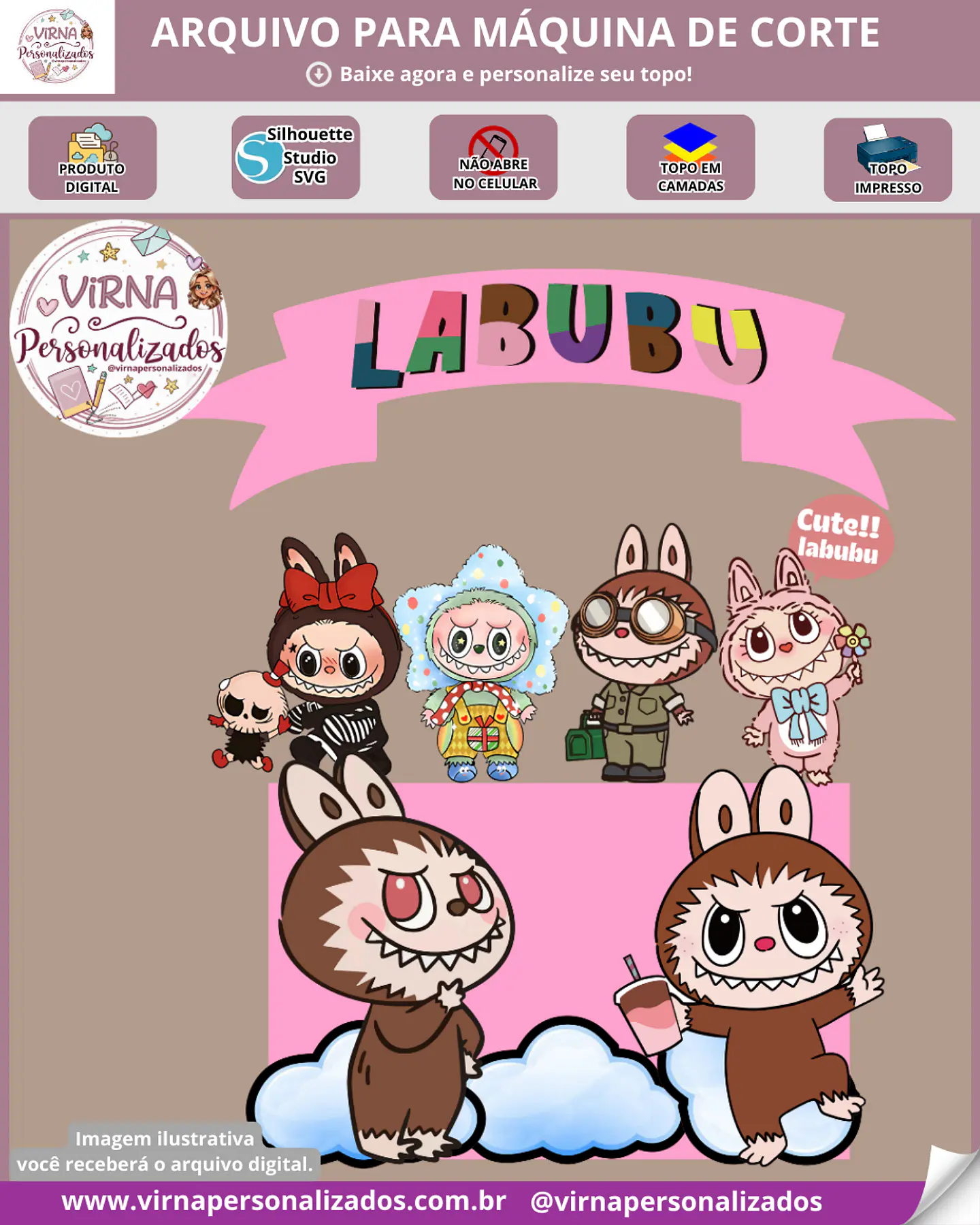 Arquivo de Corte Topo de Bolo Labubu 10 1