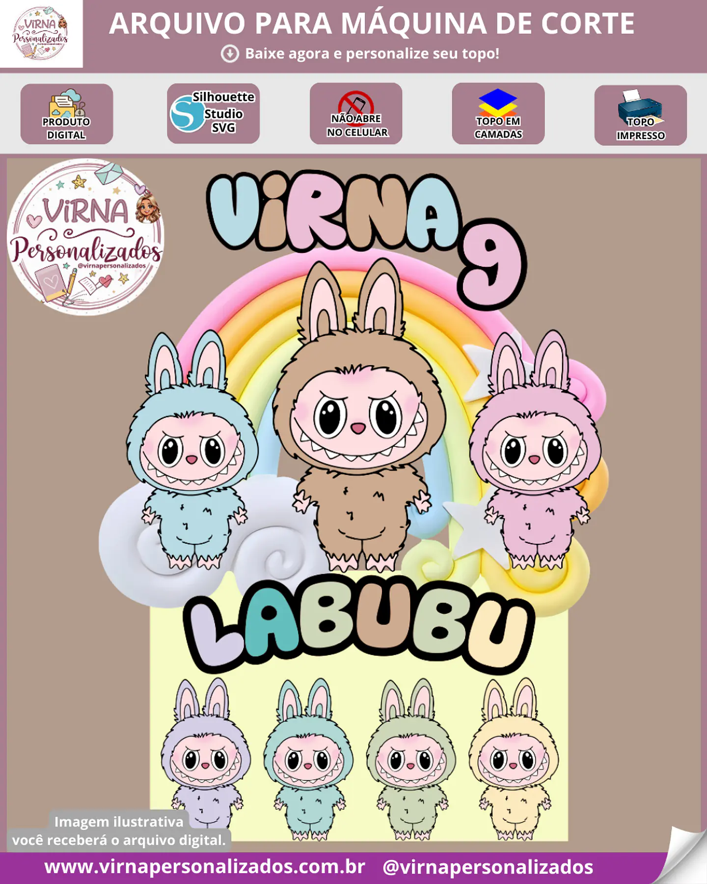 Arquivo de Corte Topo de Bolo Labubu 5 1
