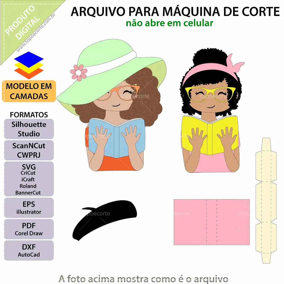 Arquivo de Corte Topo de Bolo Livros - Leitor 1 1