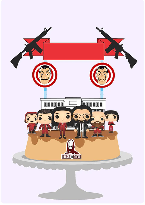 Arquivo de Corte Topo de Bolo La Casa de Papel 1