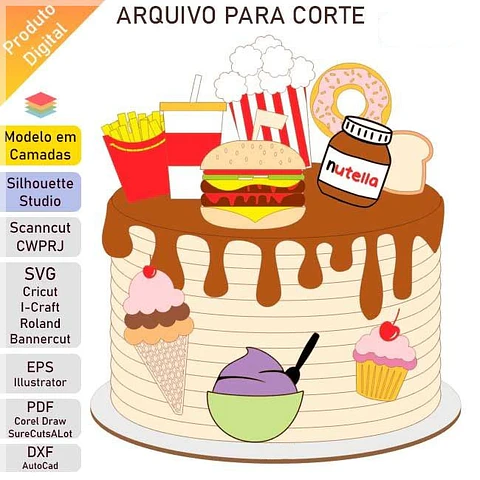 Arquivo de Corte Topo de Bolo Lanchonete Comilona EPS 3