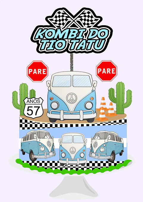 Arquivo de Corte Topo de Bolo Kombi 1