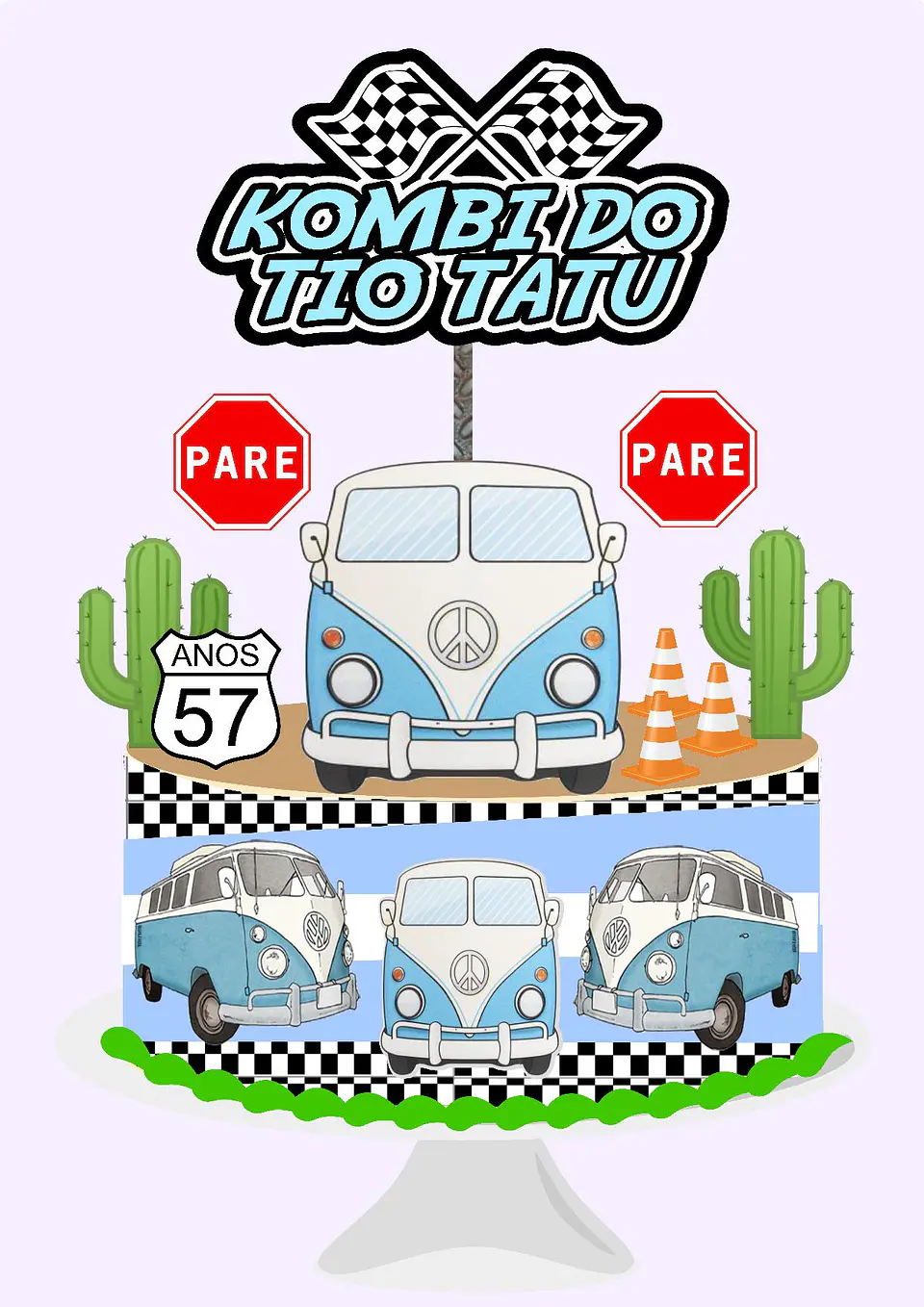 Arquivo de Corte Topo de Bolo Kombi 1 1