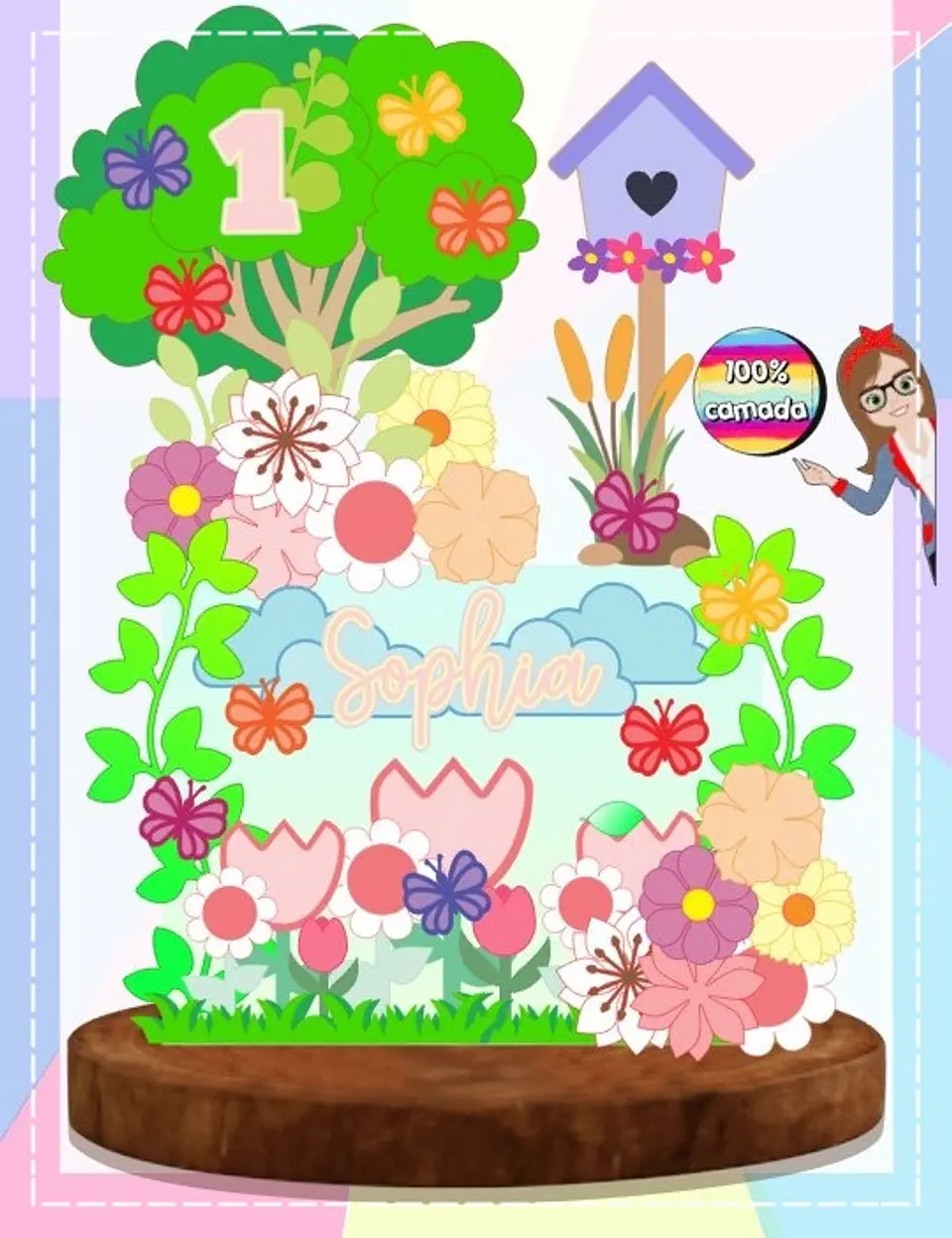 Arquivo de Corte Topo de Bolo Jardim Flores 14 1