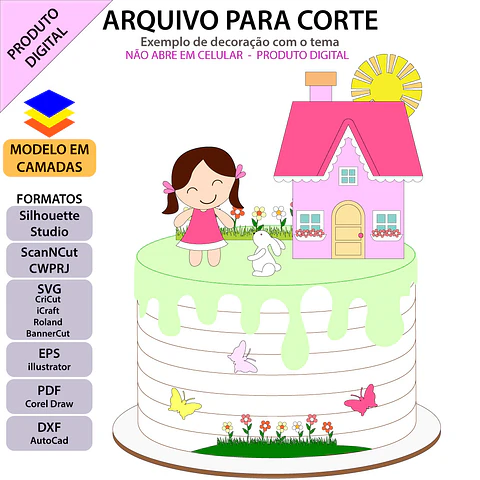 Arquivo de Corte Topo de Bolo Jardim Menina 36