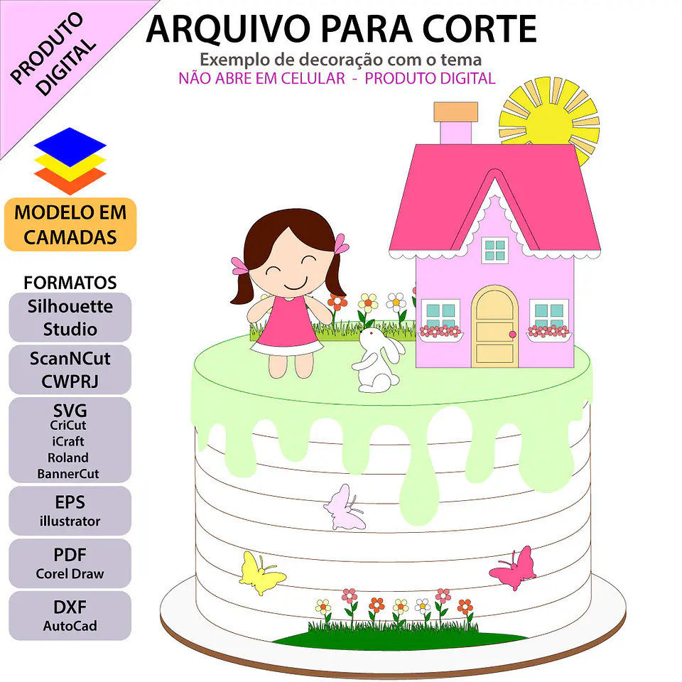 Arquivo de Corte Topo de Bolo Jardim Menina 36 1
