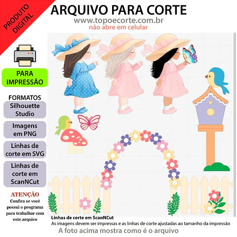 Arquivo de Corte Topo de Bolo Jardim Menina 18