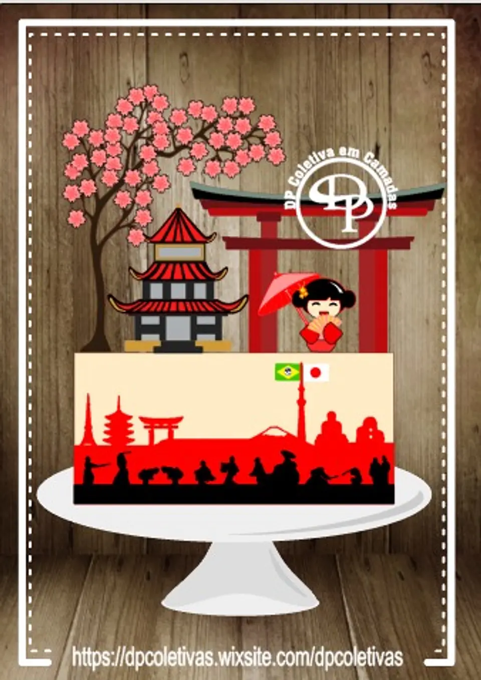 Arquivo de Corte Topo de Bolo Japão Kokeshi Sakura 8 1