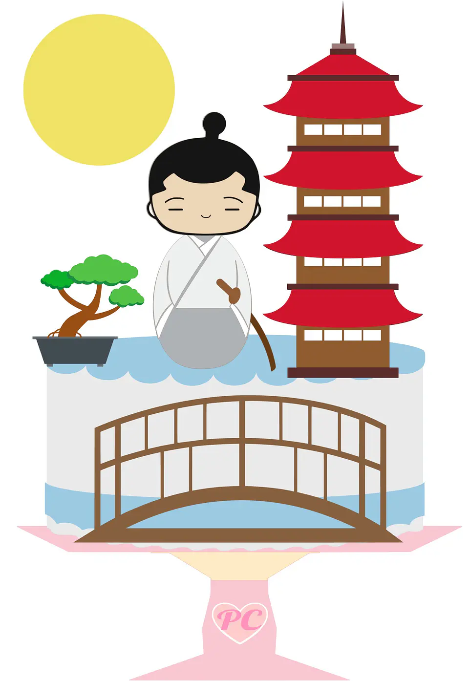 Arquivo de Corte Topo de Bolo Japão Kokeshi Sakura 6 1
