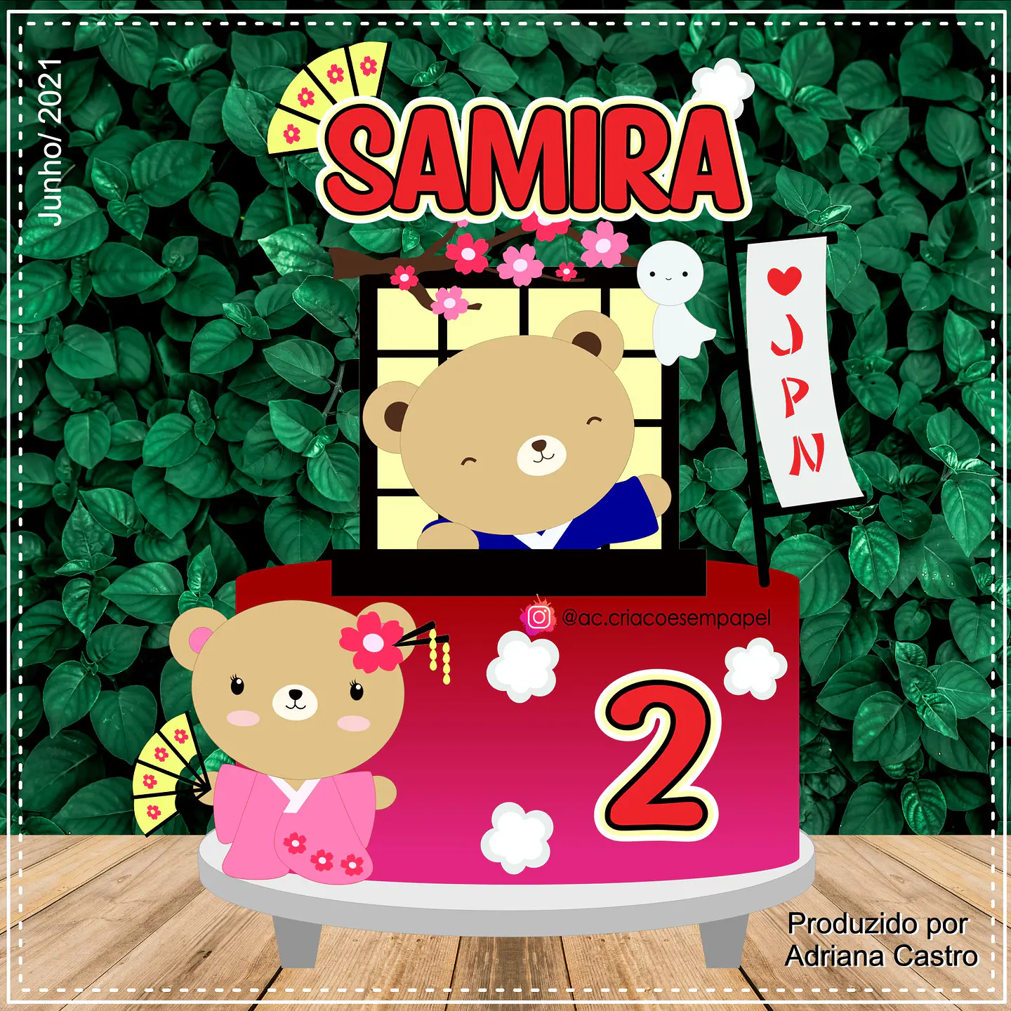 Arquivo de Corte Topo de Bolo Japão Kokeshi Sakura 4 1