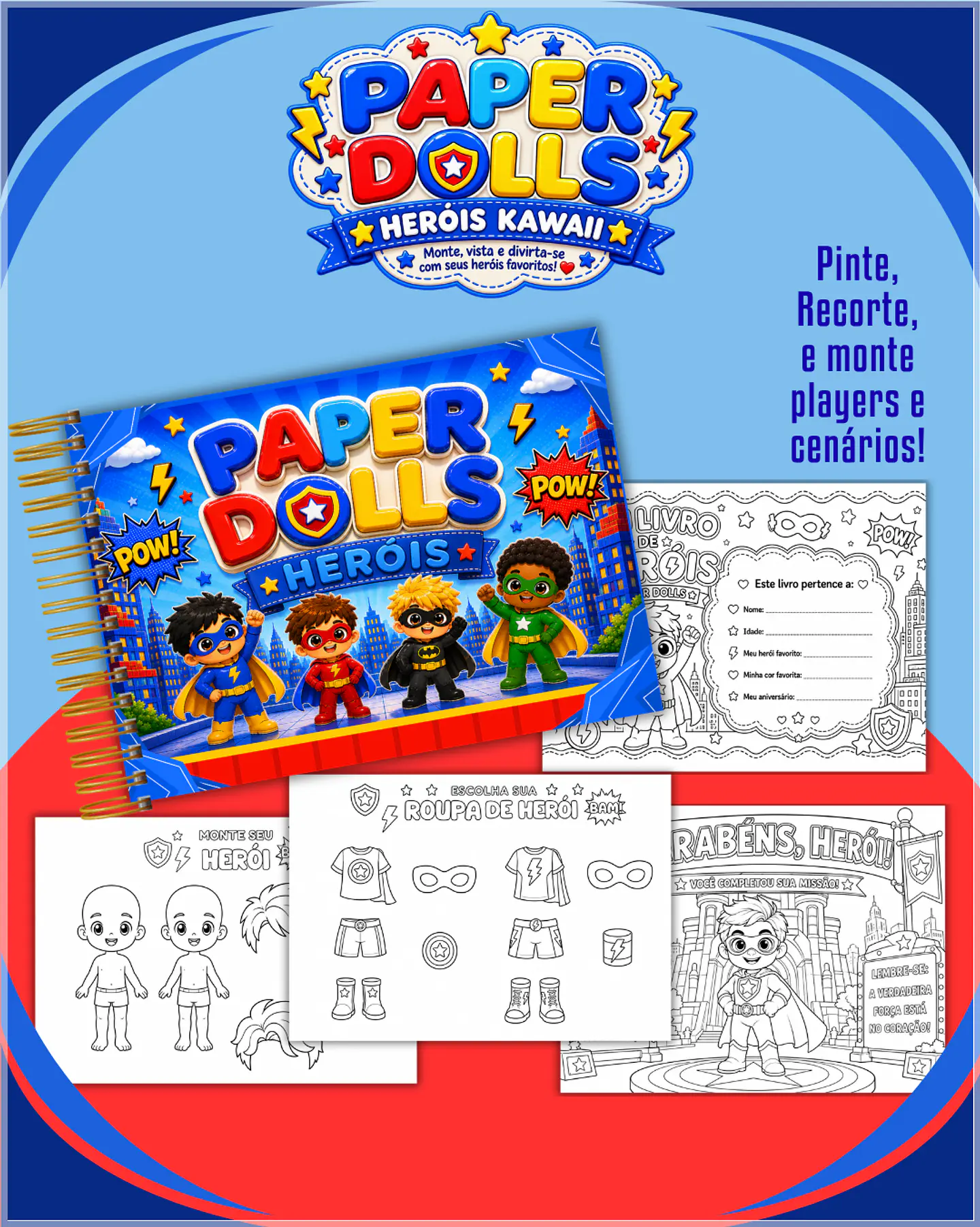 Encadernação - Paper Dolls colorir Heróis 1