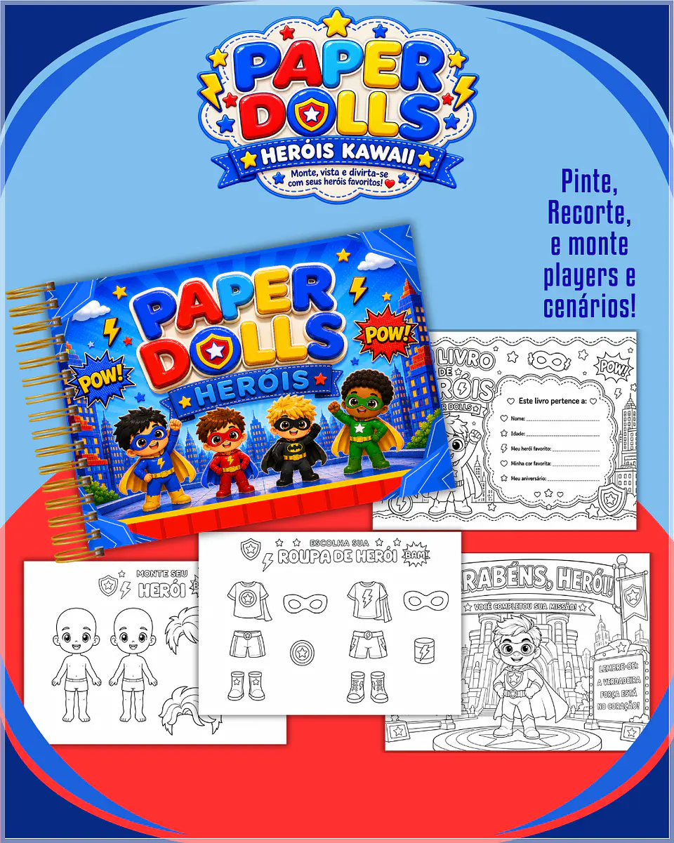 Encadernação - Paper Dolls colorir Heróis 1