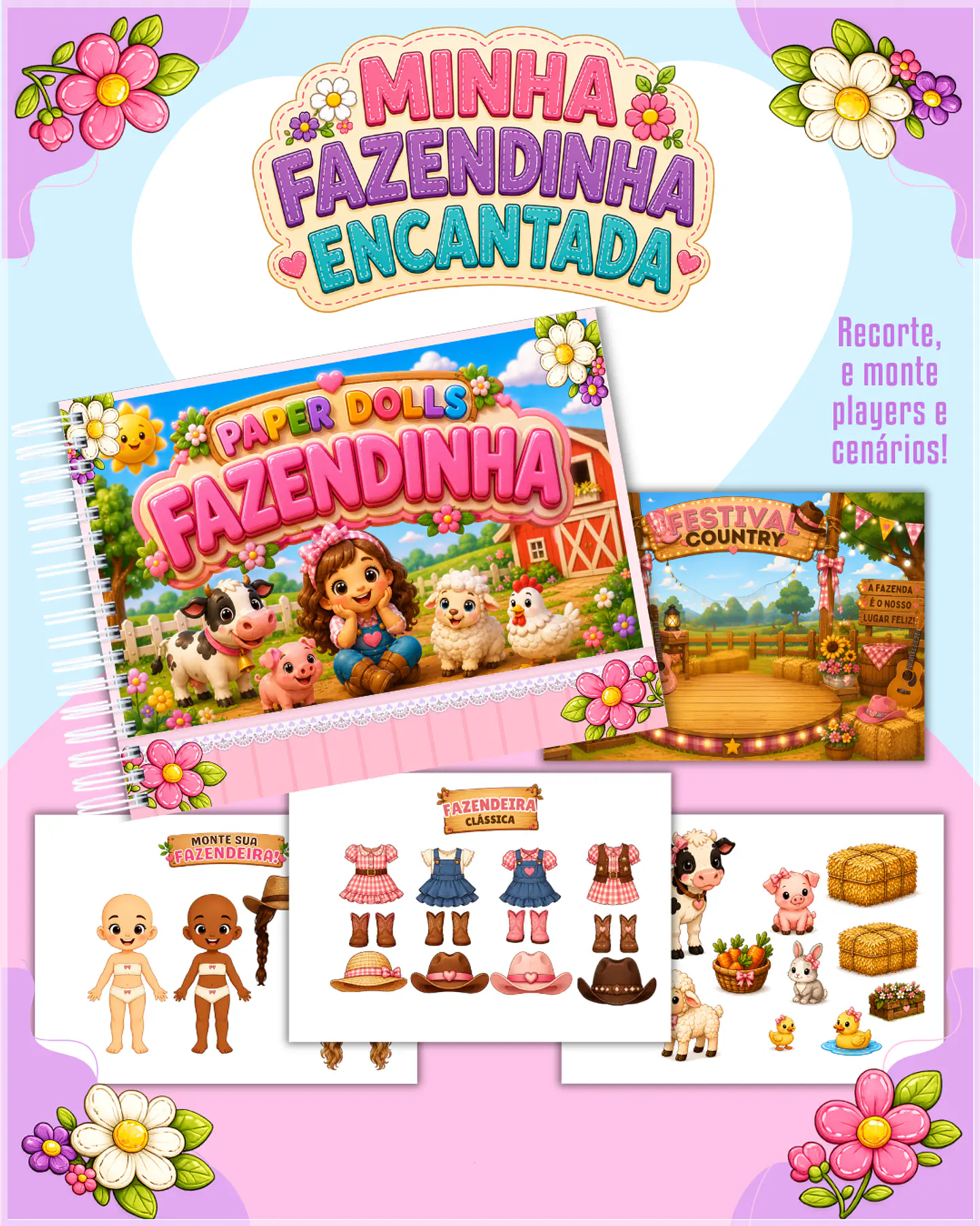 Encadernação - Paper Dolls Fazendinha menina 1