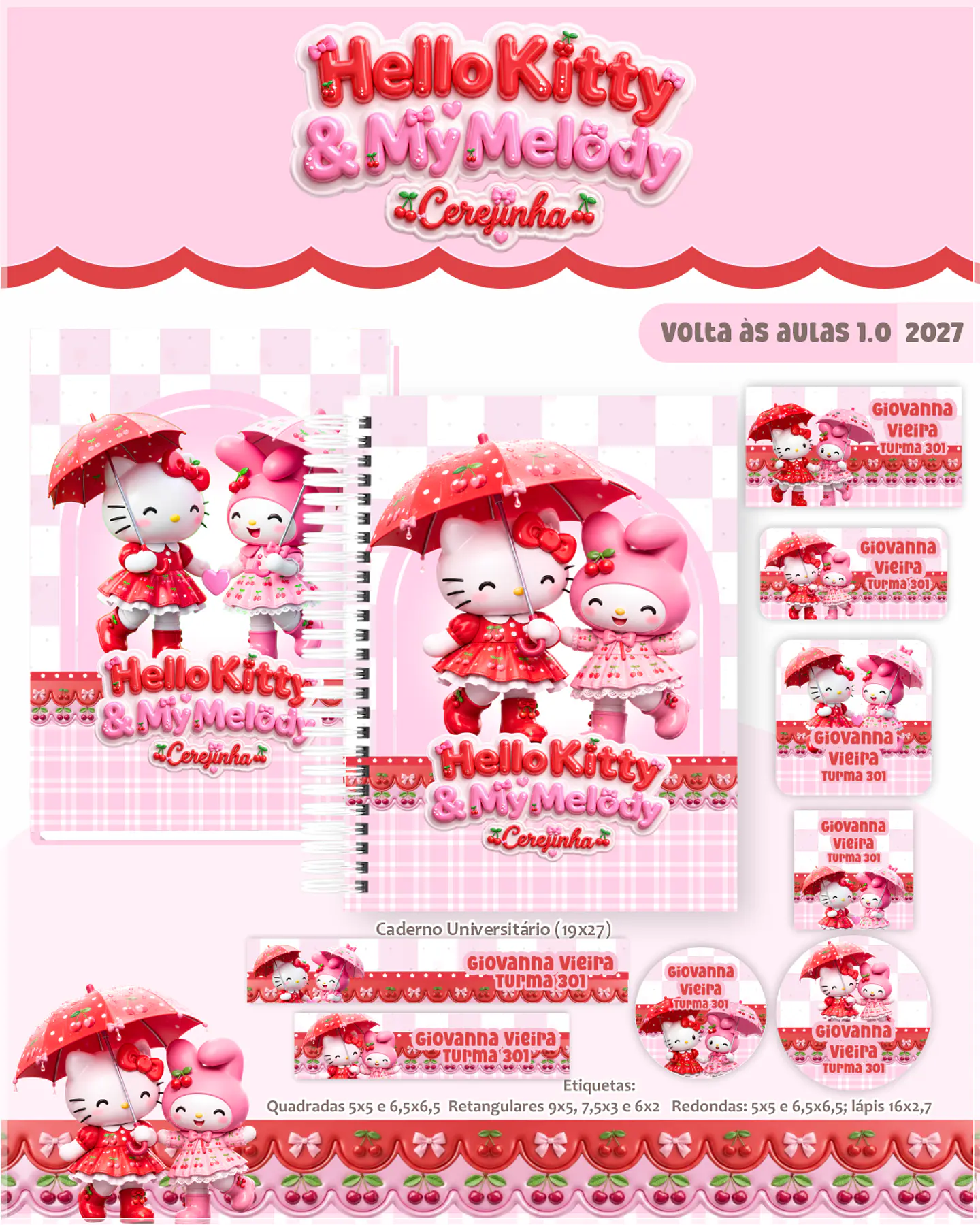 Encadernação - Coleção Escolar 1.0 Hello Kitty & My Melody 1