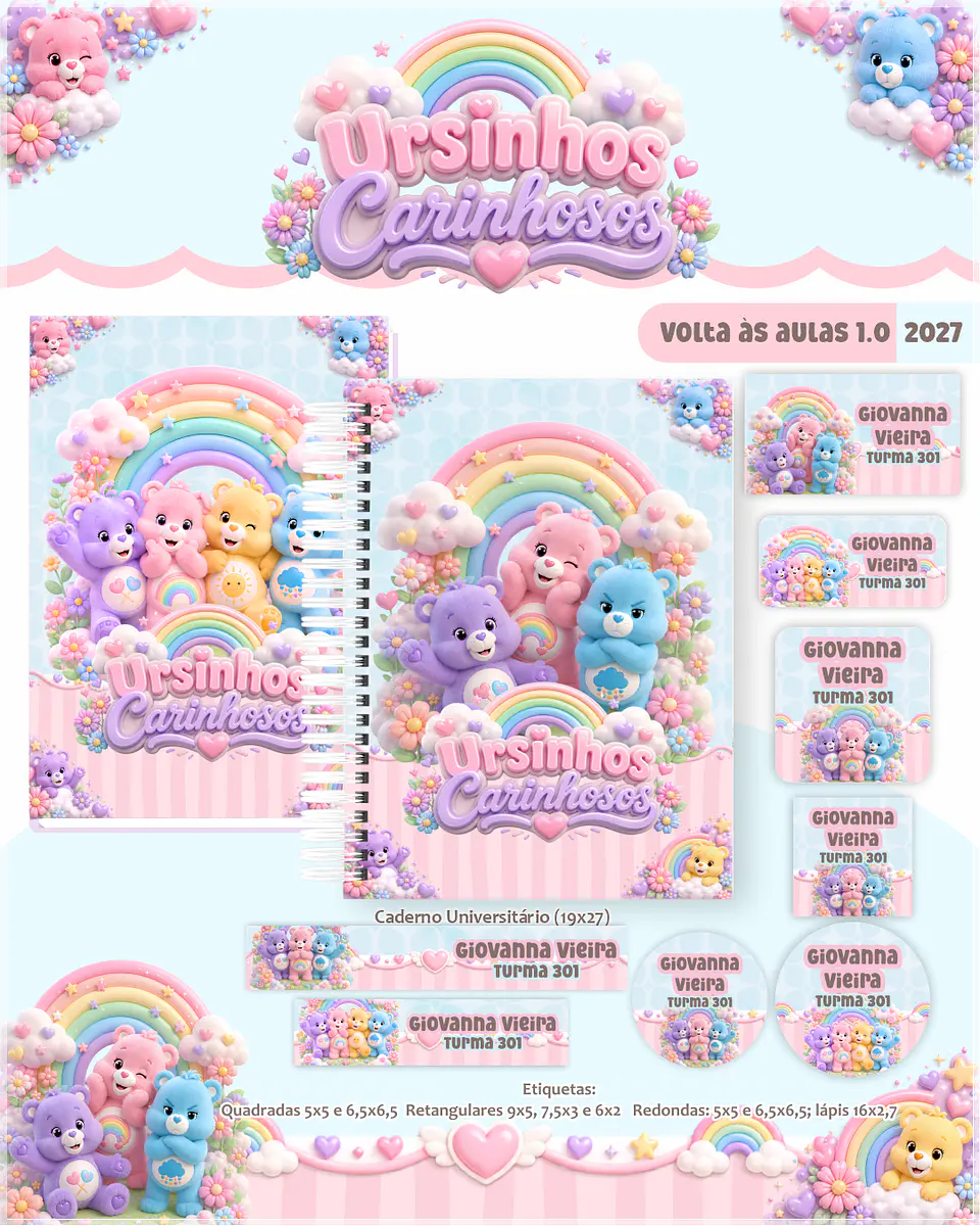 Encadernação - Coleção Escolar 1.0 Ursinhos Carinhosos 1