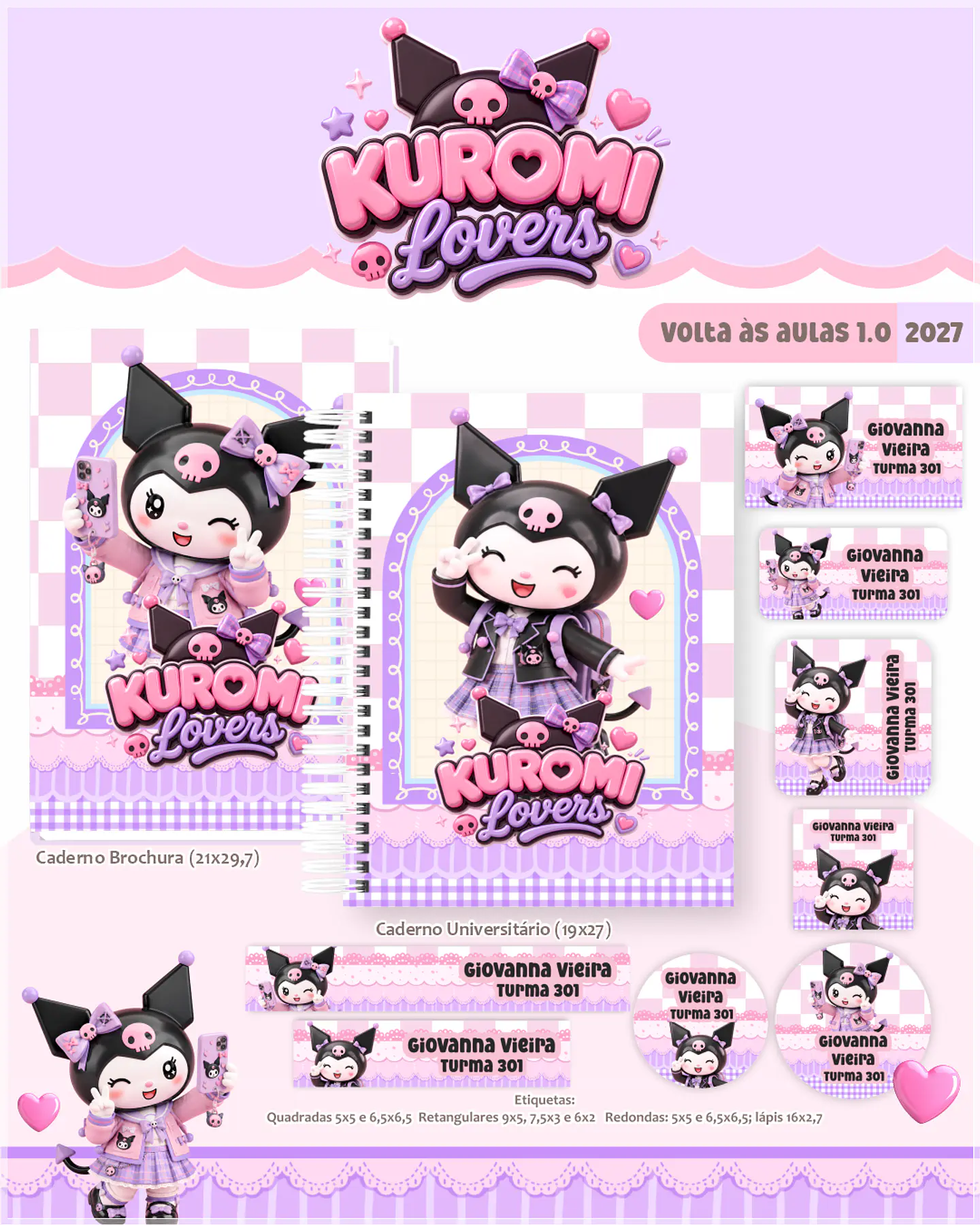Encadernação - Coleção Escolar 1.0 Kuromi 1