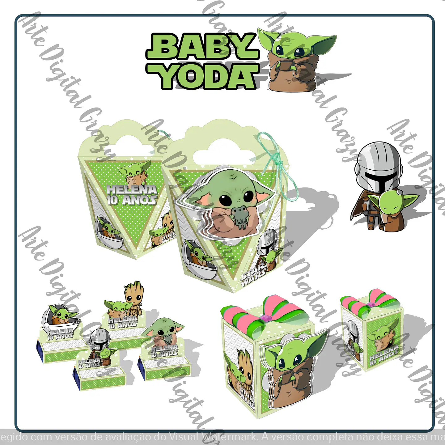 Arquivo de Corte Kit Festa Baby Yoda 1 1