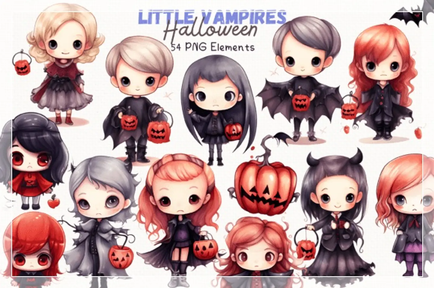Kit Digital Halloween Little Vampires 54 Cliparts 25 1