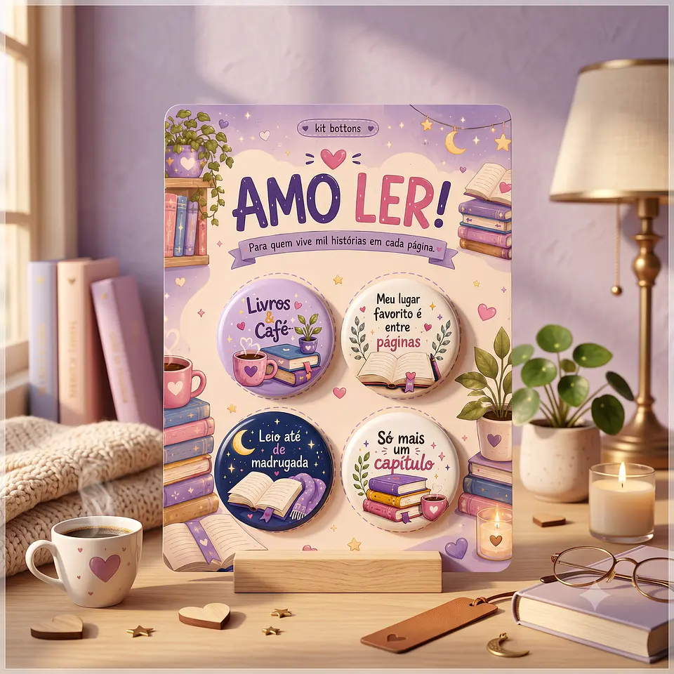 Arquivo de Corte Bottons Livros Leitura Amo Ler 7 1