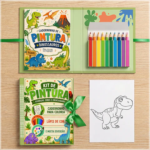 Arquivo de Corte - Kit de Colorir Dinossauros Menino