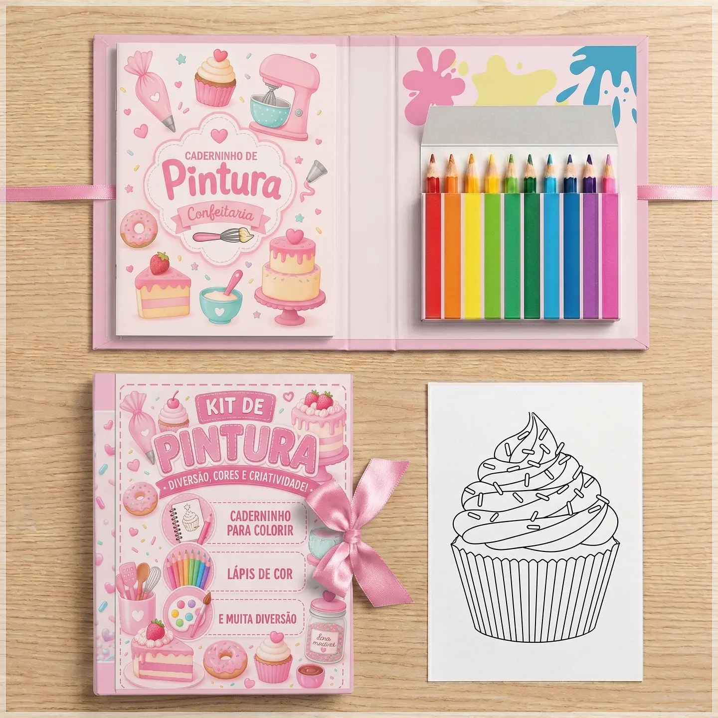 Arquivo de Corte - Kit de Colorir Confeitaria Doces Menina 1