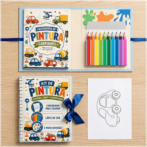 Arquivos de Corte - Kit de Colorir Carrinhos Menino