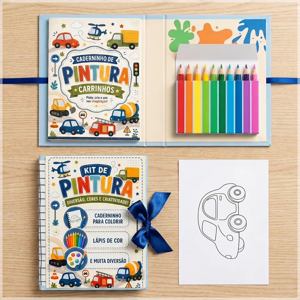Arquivos de Corte - Kit de Colorir Carrinhos Menino 1